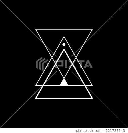 Minimalist white triangle with masonic and sacred elements. 121727643