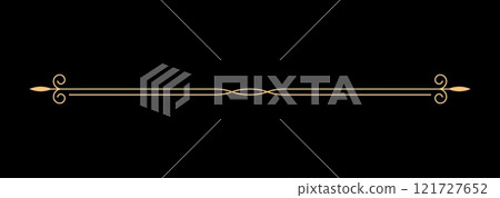 Gold ornamental frame with swirls for royal and classic decor. 121727652