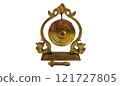 Miniature Gong, a traditional Javanese musical instrument. Miniature Indonesian Javanese Traditional Gamelan Music Instruments in White Isolated Background 121727805