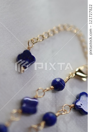 Flower-shaped small lapis lazuli long necklace Flower-shaped small lapis lazuli long necklace 121727822