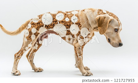 A pet robot dog on a white background. Portrait of a futuristic pet 121727955