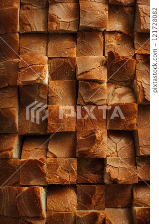square slices of wheat bread for toast. The texture of the bread slices square slices of wheat bread for toast. The texture of the bread slices 121728082