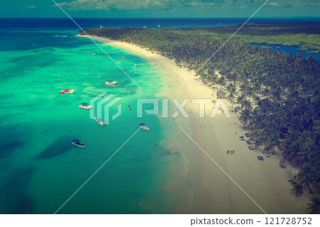 Tropical Caribbean beach from above, Dominican Republic 121728752
