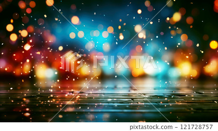 Christmas shiny bokeh in blue and red colors 121728757
