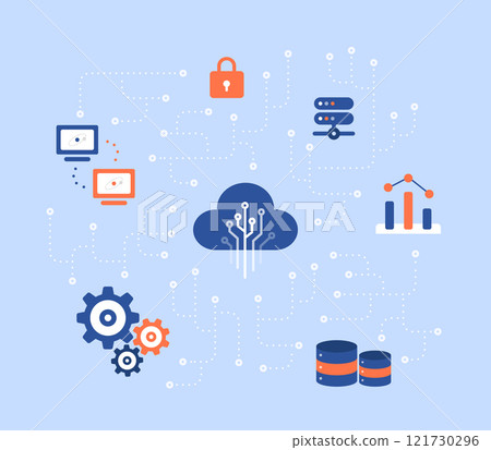 Icon about server and network Icon about server and network 121730296