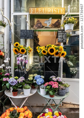 Flower shop display in Paris, France. A florist's display. Travel photo 121730407