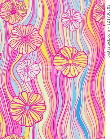 Floral abstract pattern with colorful swirls suitable for background 121730505