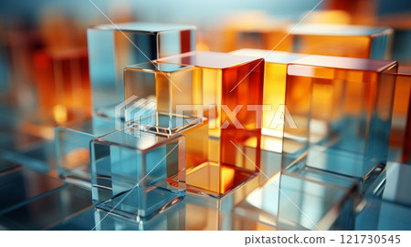 Abstract background of reflective neon purple, blue and orange glass cubes with copy space Abstract background of reflective neon purple, blue and orange glass cubes with copy space 121730545