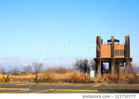 Watarase Reservoir Watching Tower and the Nikko Mountains 121730777
