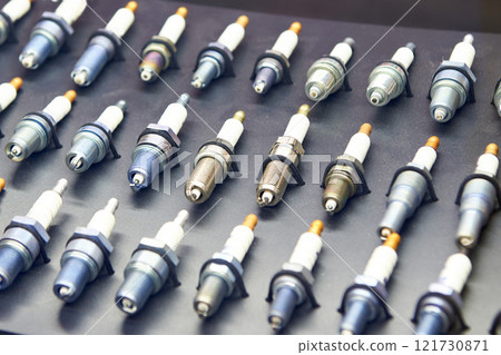Spark plugs for car in shop Spark plugs for car in shop 121730871