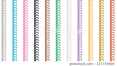 Colorful set of vector endless lines of metal fittings for ring notebooks 121730909