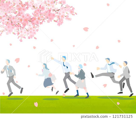 學生男女沿著櫻花樹和銀行奔跑-輪廓-全身-畢業錄取-人物簡單向量圖白色背景背景素材 學生男女沿著櫻花樹和銀行奔跑-輪廓-全身-畢業錄取-人物簡單向量圖白色背景背景素材 121731125
