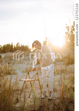 Portrait of elegant, luxury woman posing in nature. People, lifestyle, relaxation concept. Portrait of elegant, luxury woman posing in nature. People, lifestyle, relaxation concept. 121731128