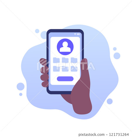 User files icon, personal data, phone in hand User files icon, personal data, phone in hand 121731264
