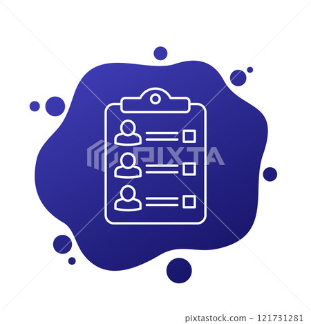 guest list icon, people and clipboard line vector 121731281
