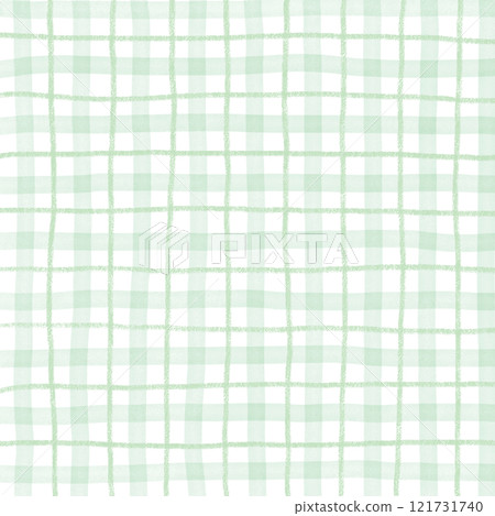 Green Plaid Gingham Hand Drawn Background Pattern 121731740