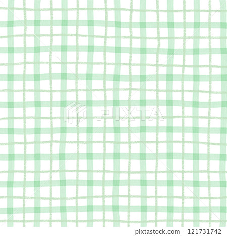 Green Plaid Gingham Hand Drawn Background Pattern 121731742