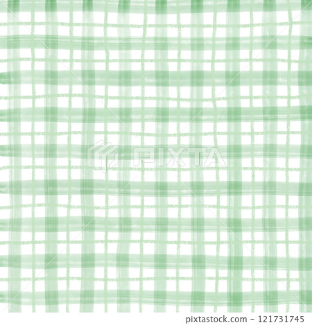 Green Plaid Gingham Hand Drawn Background Pattern 121731745
