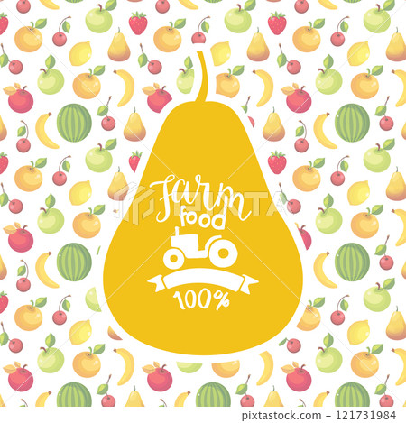 Farm Food Banner Template with Fruits Vector Illustration 121731984