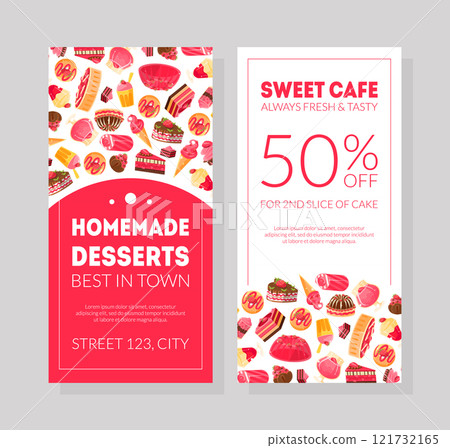 Homemade Desserts Best Best in Town Sweets Cafe Sale Banner or Card Template, Bakery, Confectionery, Shop Design Element, Flyer, Gift Card or Coupon Vector Illustration Homemade Desserts Best Best in Town Sweets Cafe Sale Banner or Card Template, Bakery, Confectionery, Shop Design Element, Flyer, Gift Card or Coupon Vector Illustration 121732165
