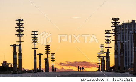 "Tokyo" Ariake Yume no Ohashi Bridge at dusk, evening view 121732821