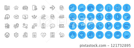 Internet, Correct answer and Magistrates court line icons pack. Report document, Money transfer, Support web icon. Next, Seo shopping, Book car pictogram. Speech bubble, Upload photo. Vector 121732895