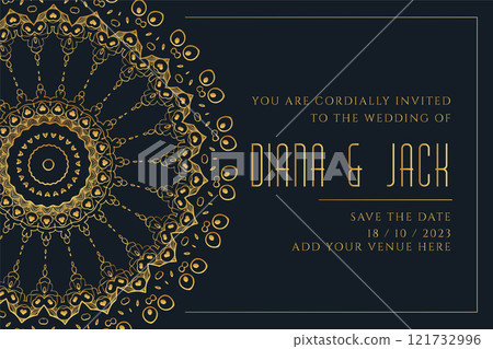 golden mandala style wedding card template design golden mandala style wedding card template design 121732996
