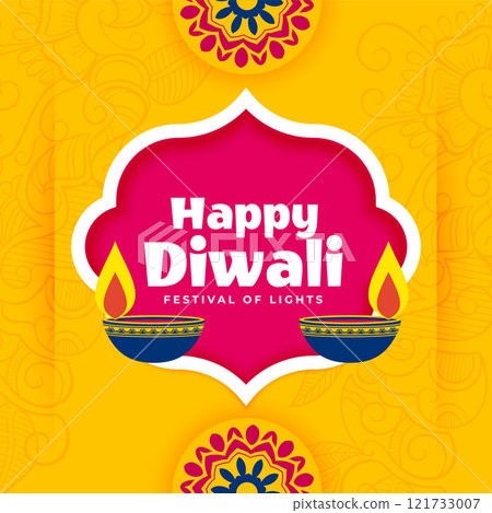 happy diwali banner background in flat decorative style happy diwali banner background in flat decorative style 121733007