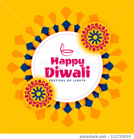 nice yellow diwali background with indian style decoration 121733010