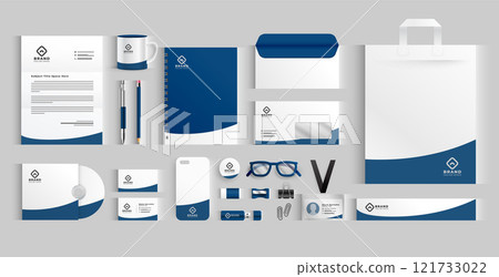 stylish business stationery items set in blue color stylish business stationery items set in blue color 121733022