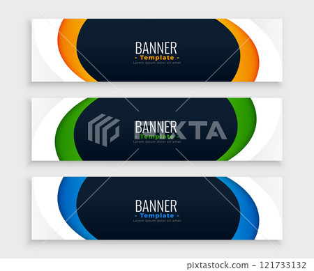 stylish web modern curvy banner design set 121733132