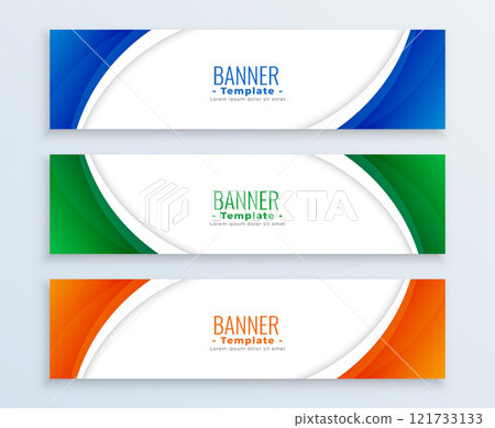 modern business wide banners set in three colors 121733133