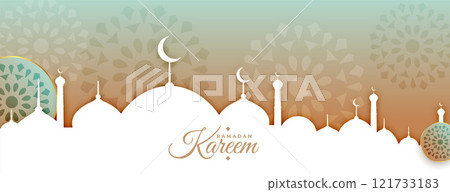 arabic style ramadan kareem or eid mubarak banner design 121733183