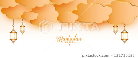 ramadan kareem islamic lanterns and clouds banner design 121733185
