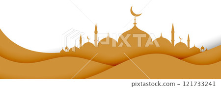 islamic background with mosque in paper style design 121733241