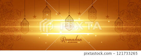 shiny ramadan kareem glowing banner design 121733265