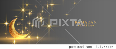 eid festival golden moon with sparkles ramadan banner 121733456