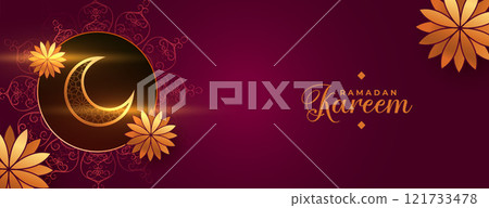beautiful ramadan kareem islamic flower decorative banner 121733478