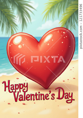 Valentine's Day scene on a beach. 121733496