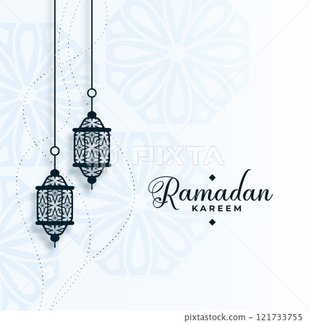 eid ramadan kareem arabic background with lamps decoration 121733755