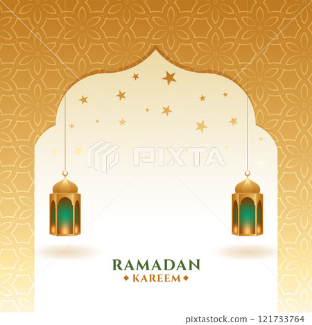 ramadan kareem and eid mubarak golden greeting design 121733764