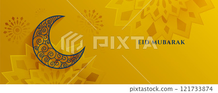 islamic style eid mubarak festival decorative banner design 121733874