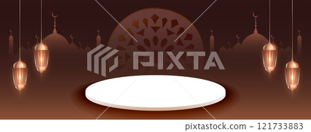 eid mubarak banner with product display podium 121733883