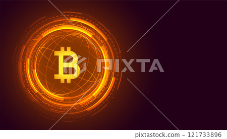 global bitcoin technology cryptocurrency background 121733896