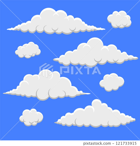 fluffy cloud collection in 3d cartoon style 121733915