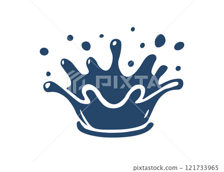 Water splash icon. Simple illustration liquid splash with droplets and ripples wave droplet. Water 121733965