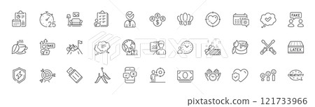 Vacancy, Time management and Travel calendar line icons. Pack of Power safety, Phone survey, Target icon. Fake information, Life insurance, Checklist pictogram. Safe time, Mint tea, Cash money. Vector Vacancy, Time management and Travel calendar line icons. Pack of Power safety, Phone survey, Target icon. Fake information, Life insurance, Checklist pictogram. Safe time, Mint tea, Cash money. Vector 121733966