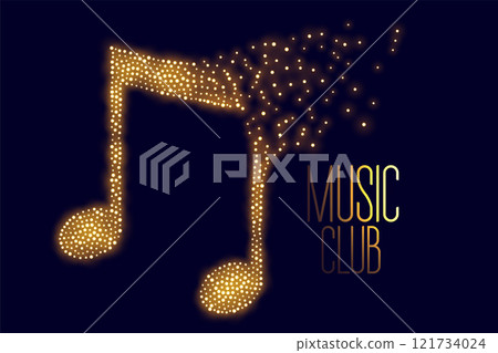 music note made with golden particle background 121734024