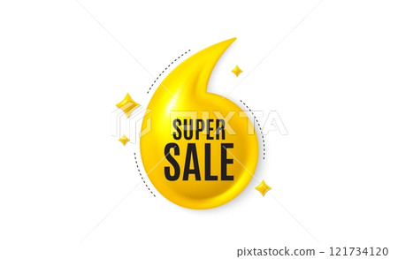Offer 3d quotation banner. Super Sale tag. Special offer price sign. Advertising Discounts symbol. Super sale quote message. Yellow quotation comma banner. Vector 121734120