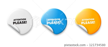 Attention please tag. Price tag sticker with offer message. Special offer sign. Important information symbol. Sticker tag banners. Discount label badge. Vector 121734580
